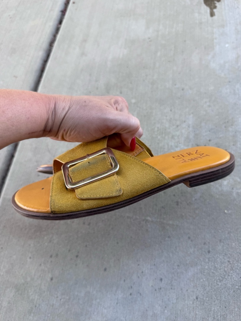 Naturalizer Women's Forrest Golden Rod Suede Leather Slide Sandals Size 6.5/36.5 - Picture 3 of 5